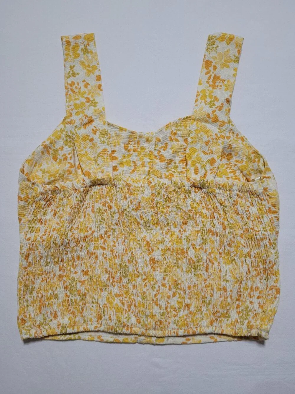 Monteau Yellow Floral Button Front Cropped Tank Top Size Medium Coquette - Picture 2 of 10